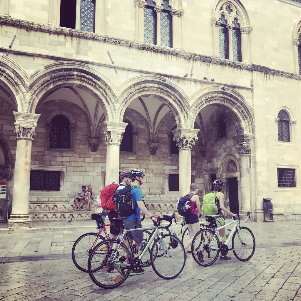Cyclists on the streets of old town