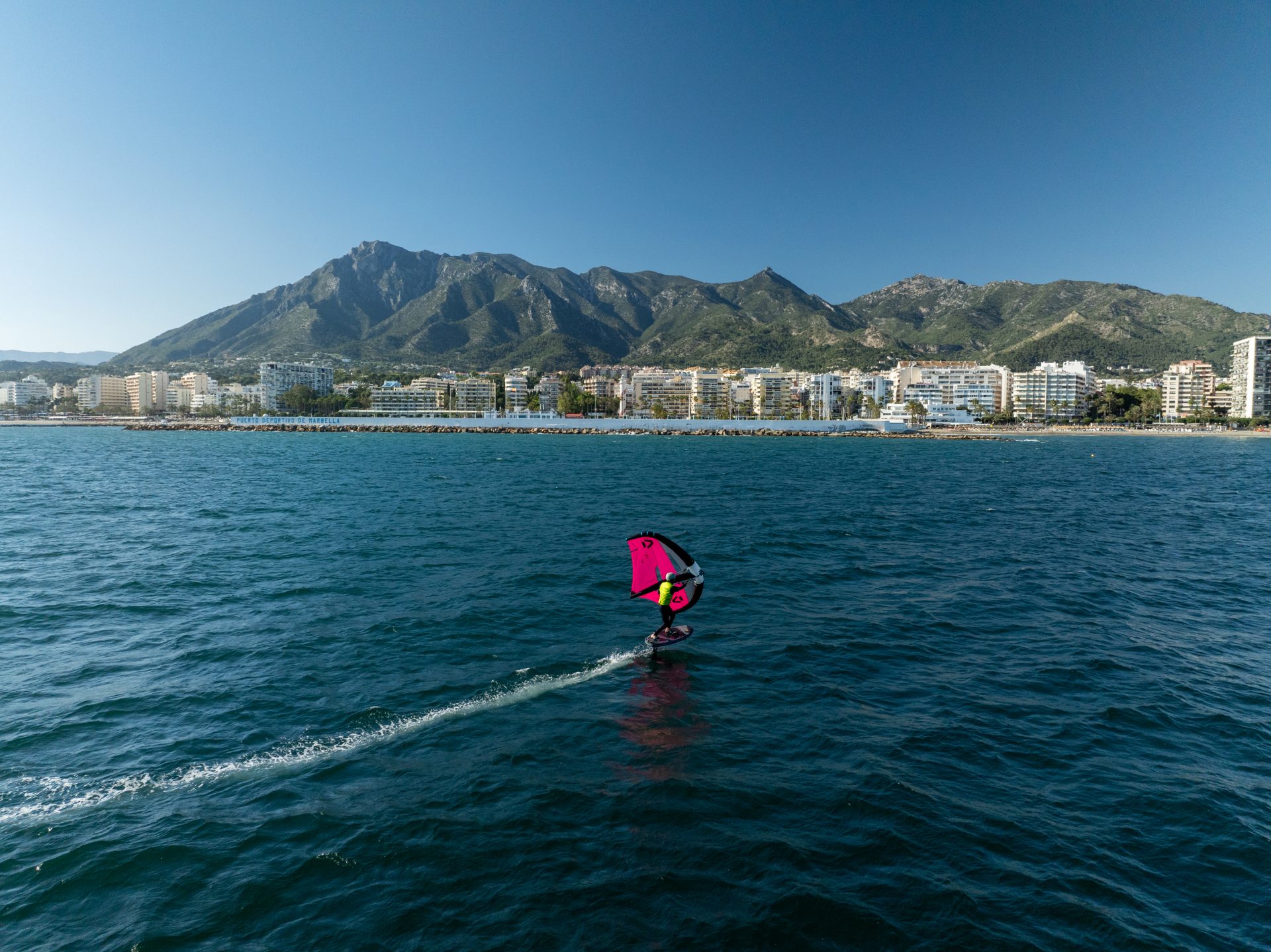 Wing foil in Marbella with Concha view